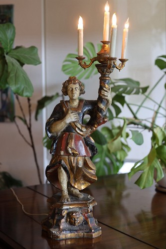 Baroque style angel torchère - style,