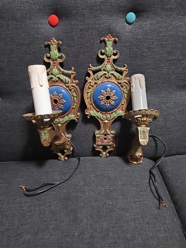 Vintage pair ornate cast metal - ornate,